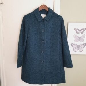 UK-brand Seasalt Cornwall Teal Tweed Wood Cabin Coat, Lined, Petite US6